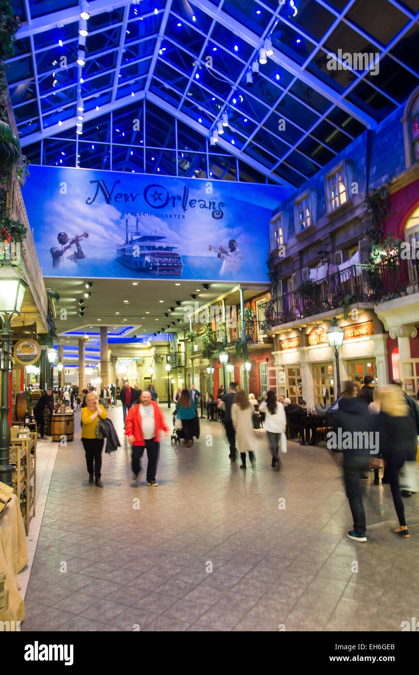 Ingresso a New Orleans food court, Trafford Centre, Manchester, Regno Unito Foto Stock