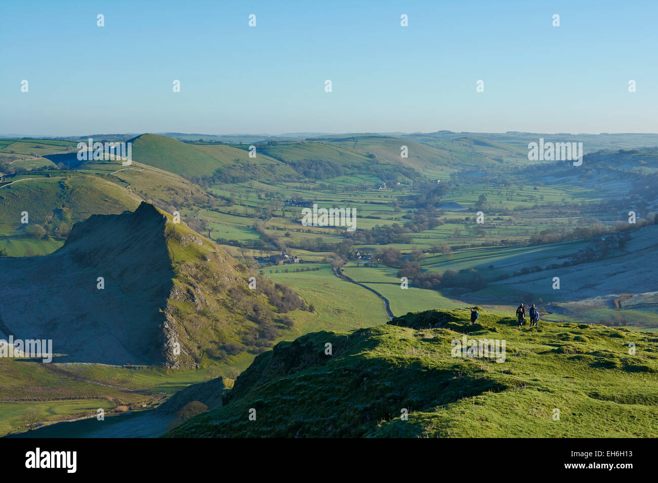 Gli escursionisti su Chrome Hill - Peak District, England, Regno Unito Foto Stock