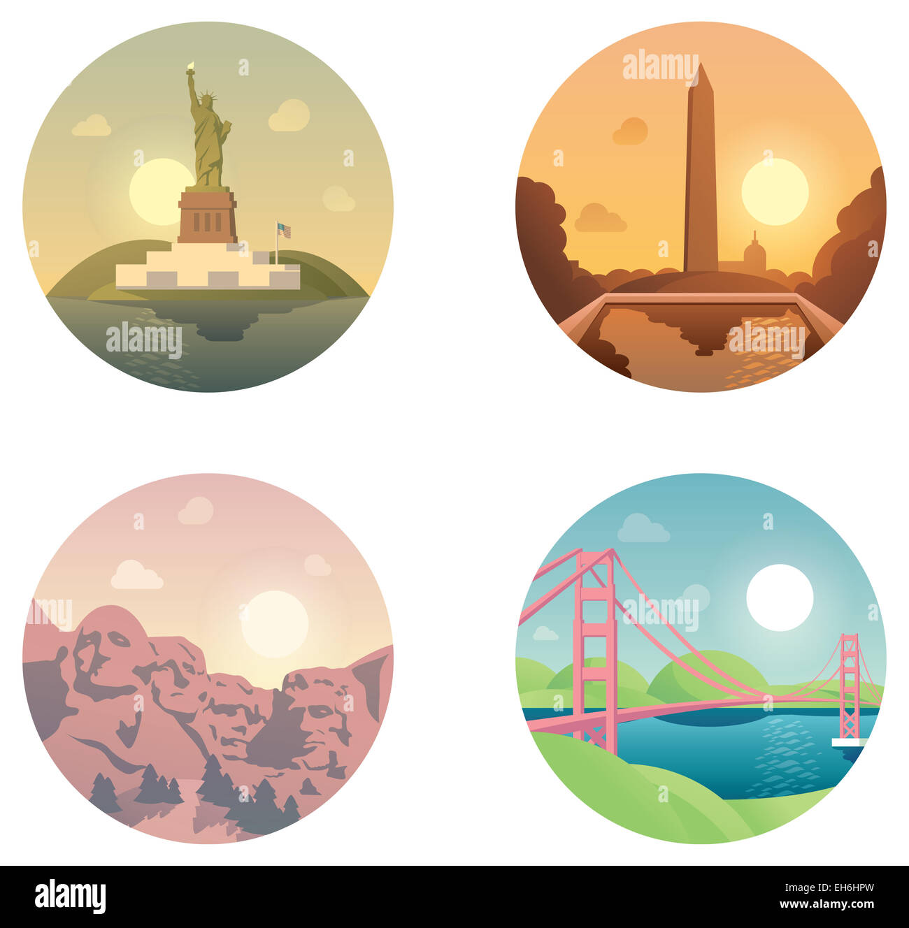 Set di icone di punti di riferimento e culture Foto Stock