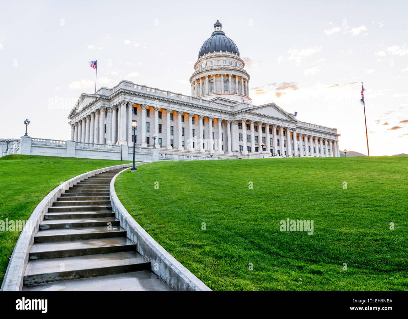 Piovosa mattinata presso la Utah State Capital Foto Stock
