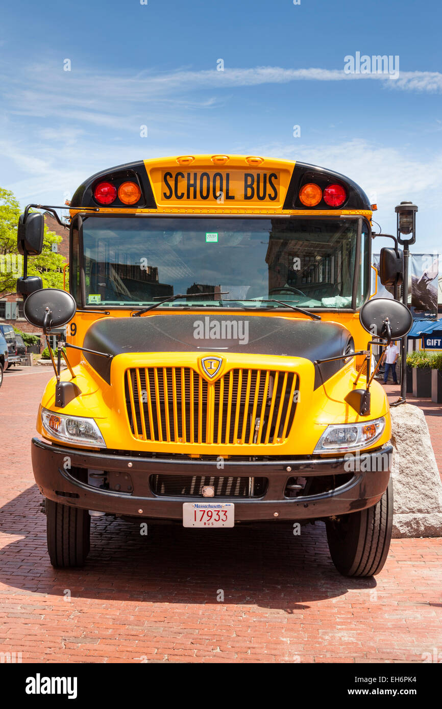 Scuola bus, Boston, Massachusetts, STATI UNITI D'AMERICA Foto Stock