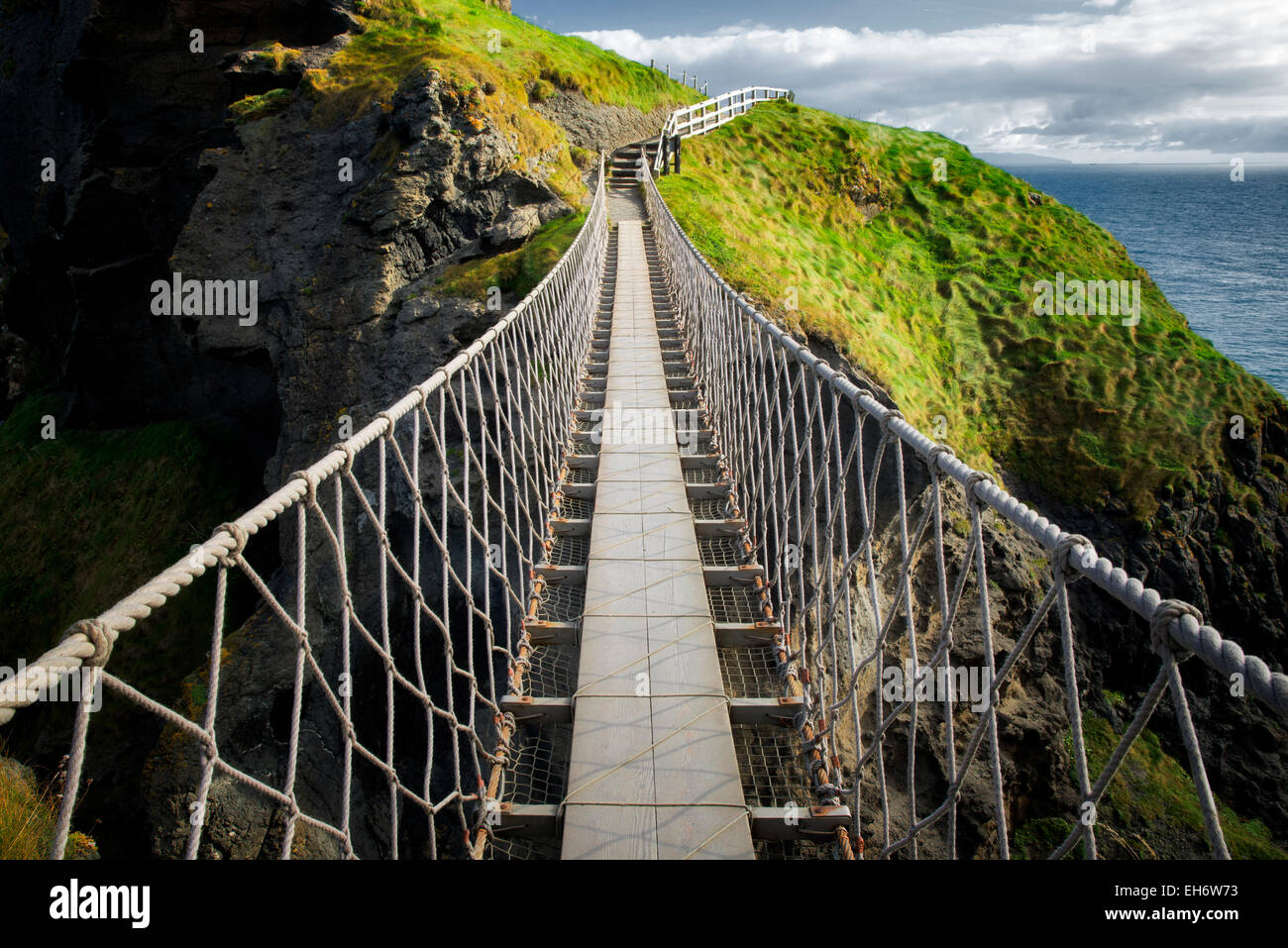 Carrick-a-Rede ponte di corde. Irlanda del Nord Foto Stock