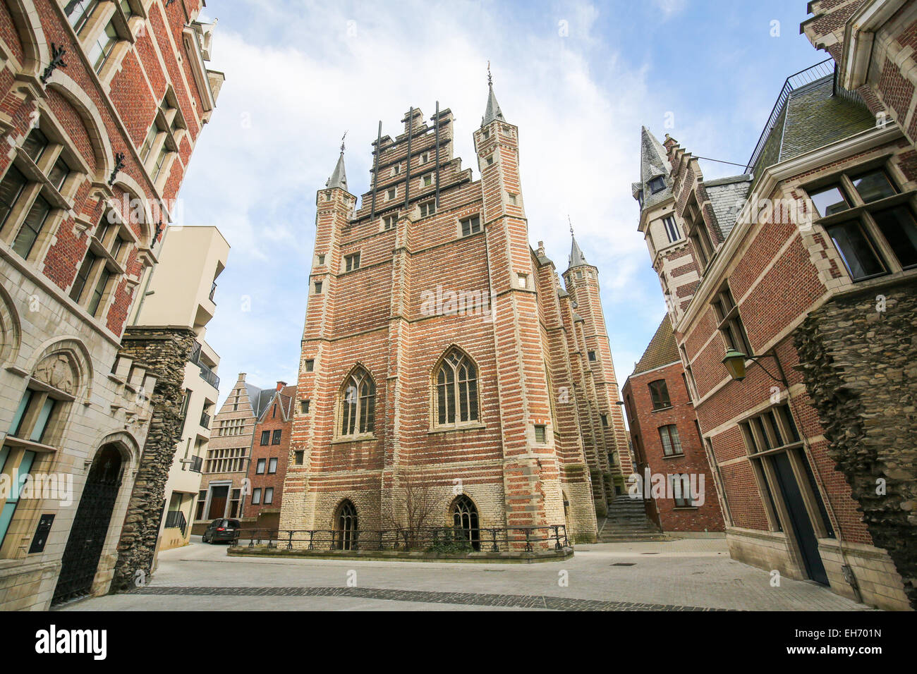 Il Vleeshuis, anche macelleria Hall o nella sala di carne, è un ex guildhall nel centro di Anversa, costruito nei primi anni del XVI secolo Foto Stock