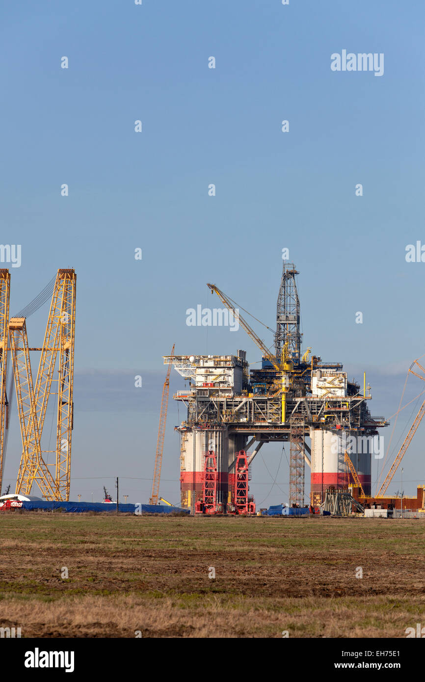Costruzione del "Big Foot' deepwater oil & gas platform in via di completamento. Foto Stock
