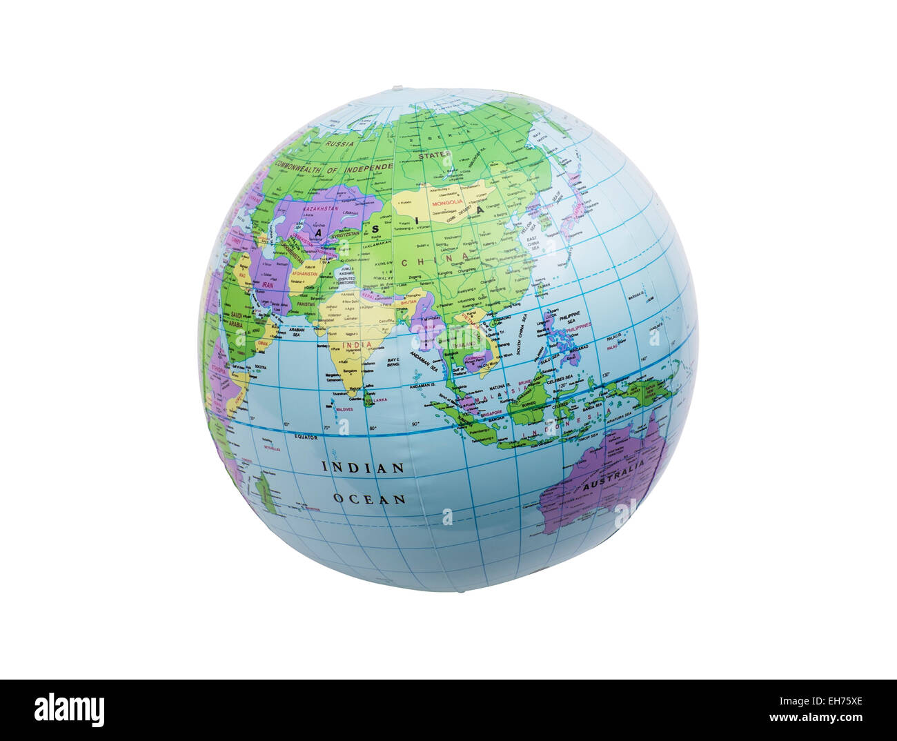 Gonfiato massa plastica giocattolo che mostra Asia Foto Stock