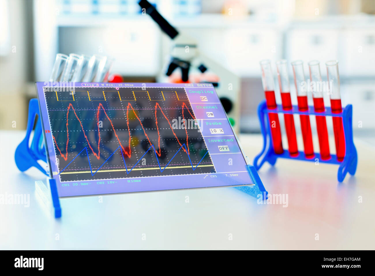 I dati su un monitor in un laboratorio Foto Stock
