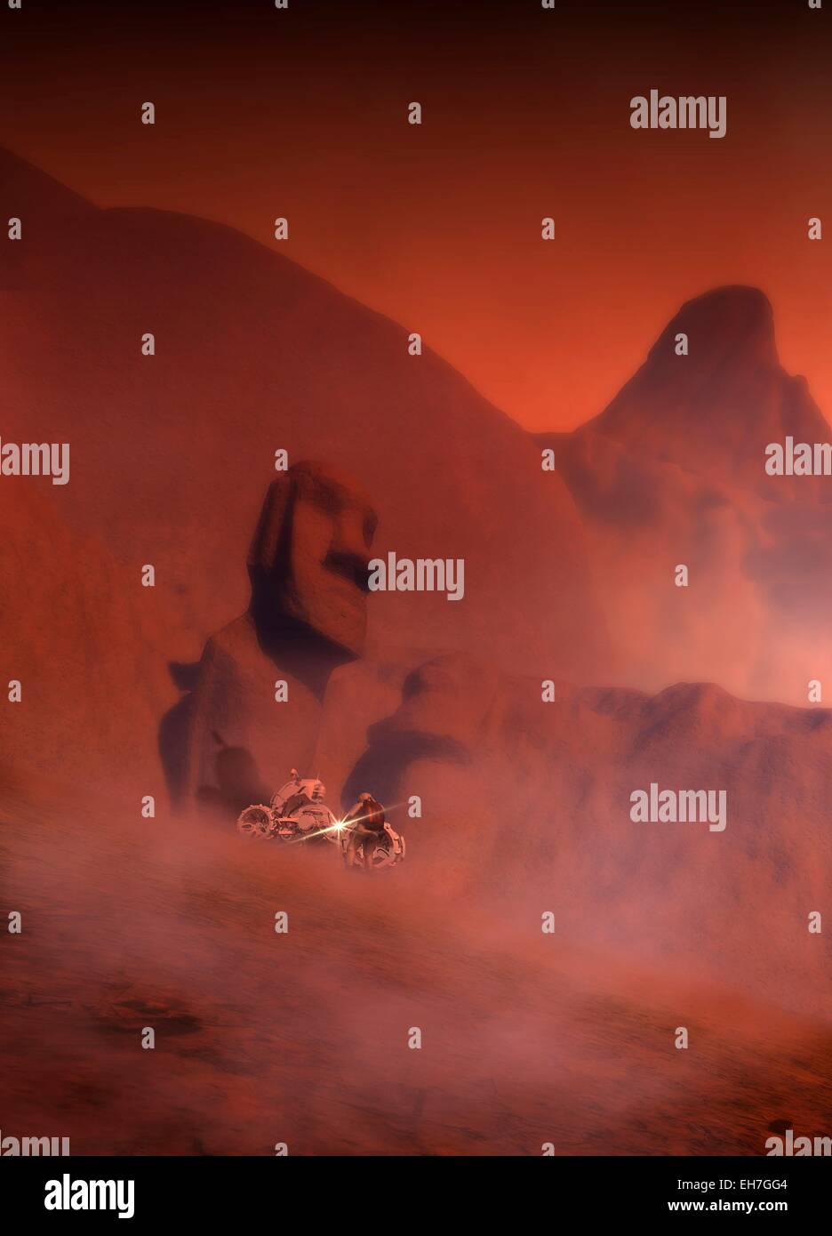 Antiche sculture su Marte, artwork Foto Stock