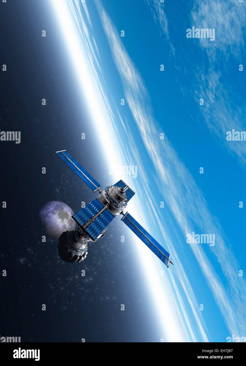 Satellite in orbita attorno alla terra Foto Stock