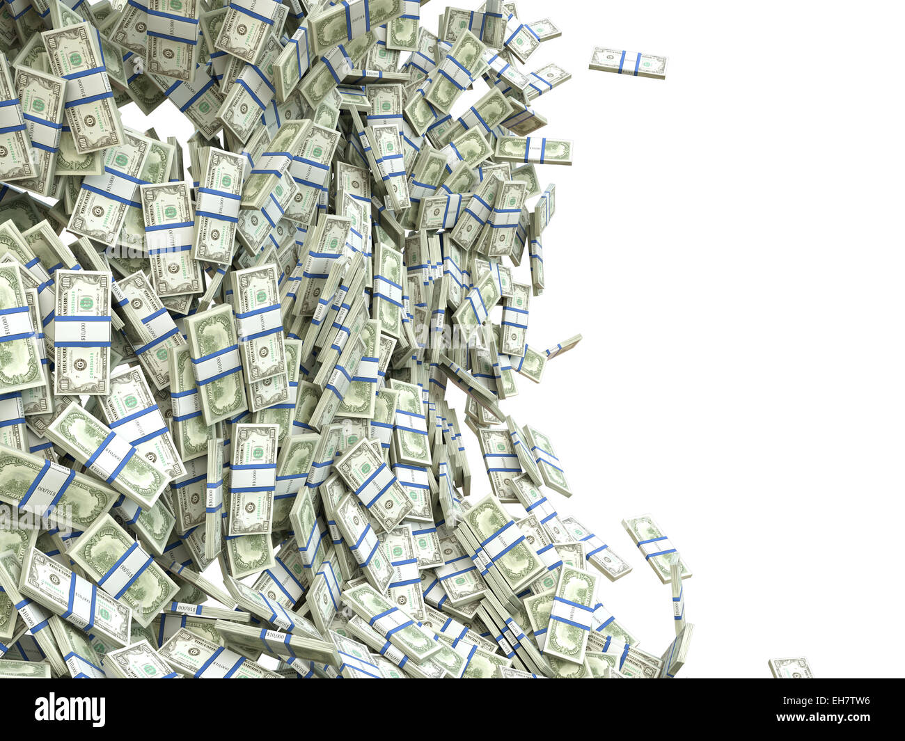 Fare Soldi: grappoli di US dollar isolato su bianco Foto Stock