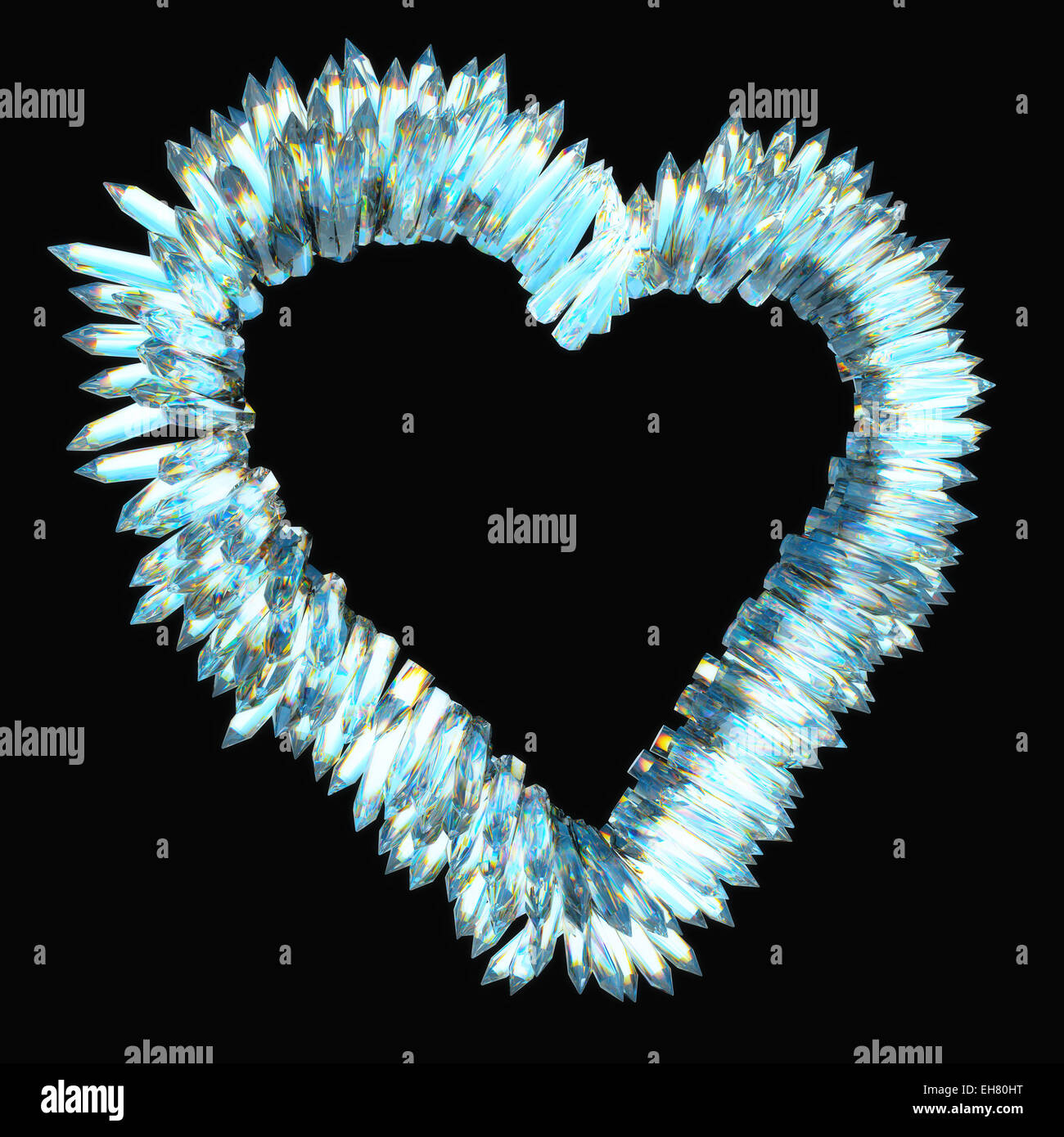 La gelosia e forte amore: crystal forma di cuore su nero Foto Stock
