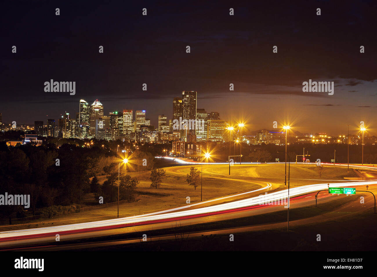 Panorama distanti di Calgary. Calgary, Alberta, Canada Foto Stock