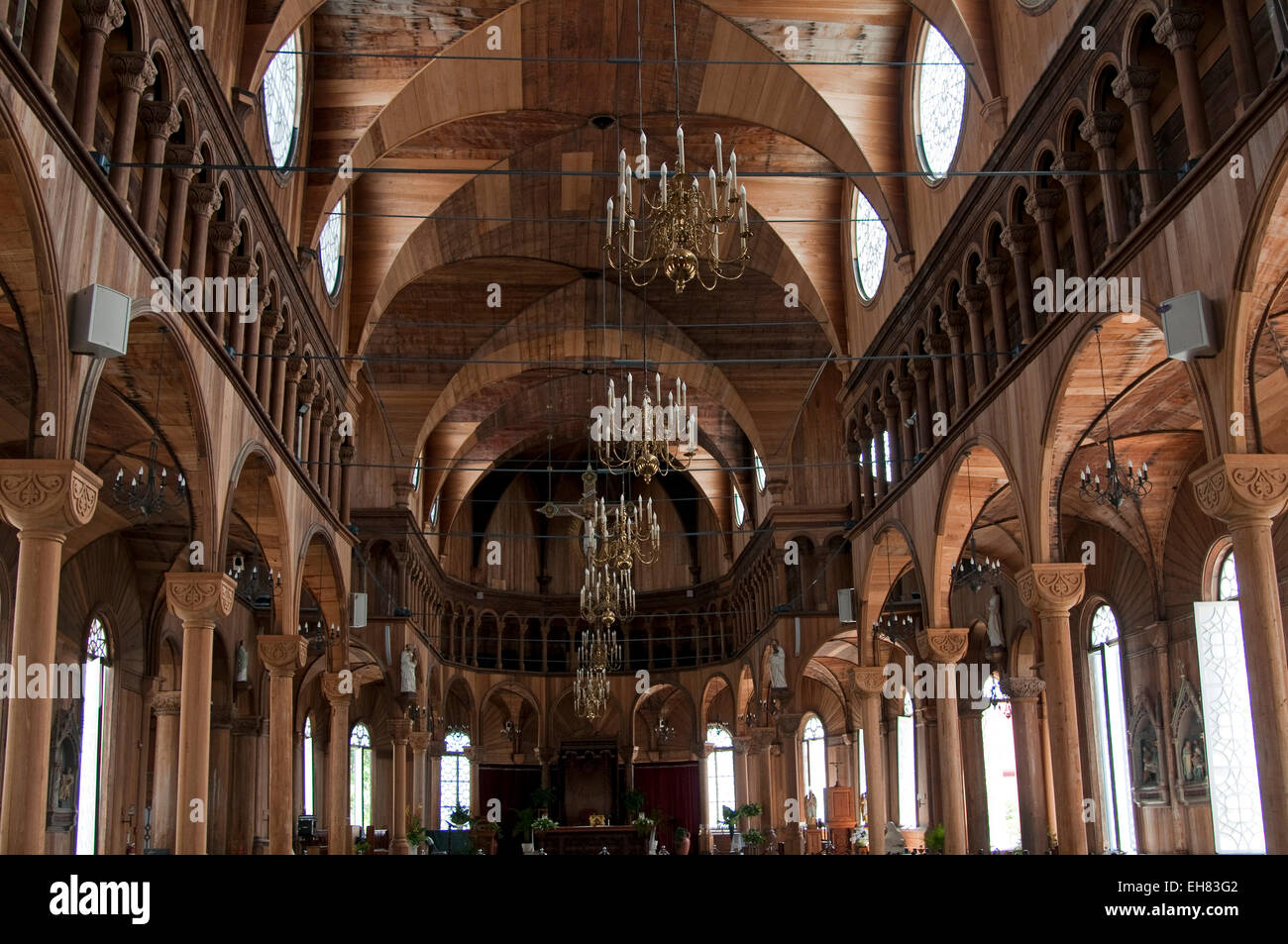 Interni in legno di San Pietro e la Cattedrale di San Paolo a Paramaribo, Suriname, Sud America Foto Stock