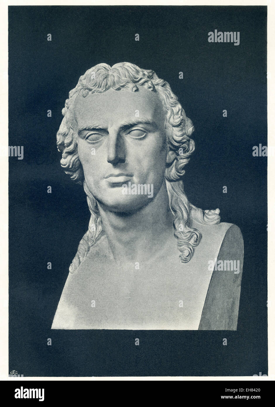 Friedrich von Schiller (1759-1805) fu un poeta tedesco, filosofo, storico e drammaturgo. Egli è stato un buon amico di Johann Wolfgang von Goethe. Egli è stato parte della Sturm und Drang movimento, nonché il classicismo di Weimar. Tra le sue opere più conosciute sono Guglielmo Tell, Maria Stuart, i rapinatori e la trilogia di Wallenstein. Questo busto di Schiller è da Johann Heinrich Dannecker (1794) e si trova nel Museo delle Belle Arti di Stuttgart, Germania. Foto Stock