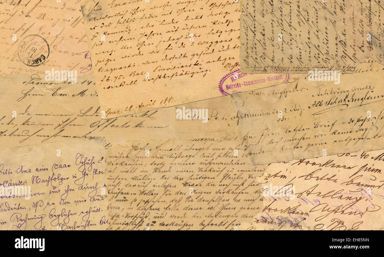 Età cartoline d'epoca con la vecchia grafia Foto Stock