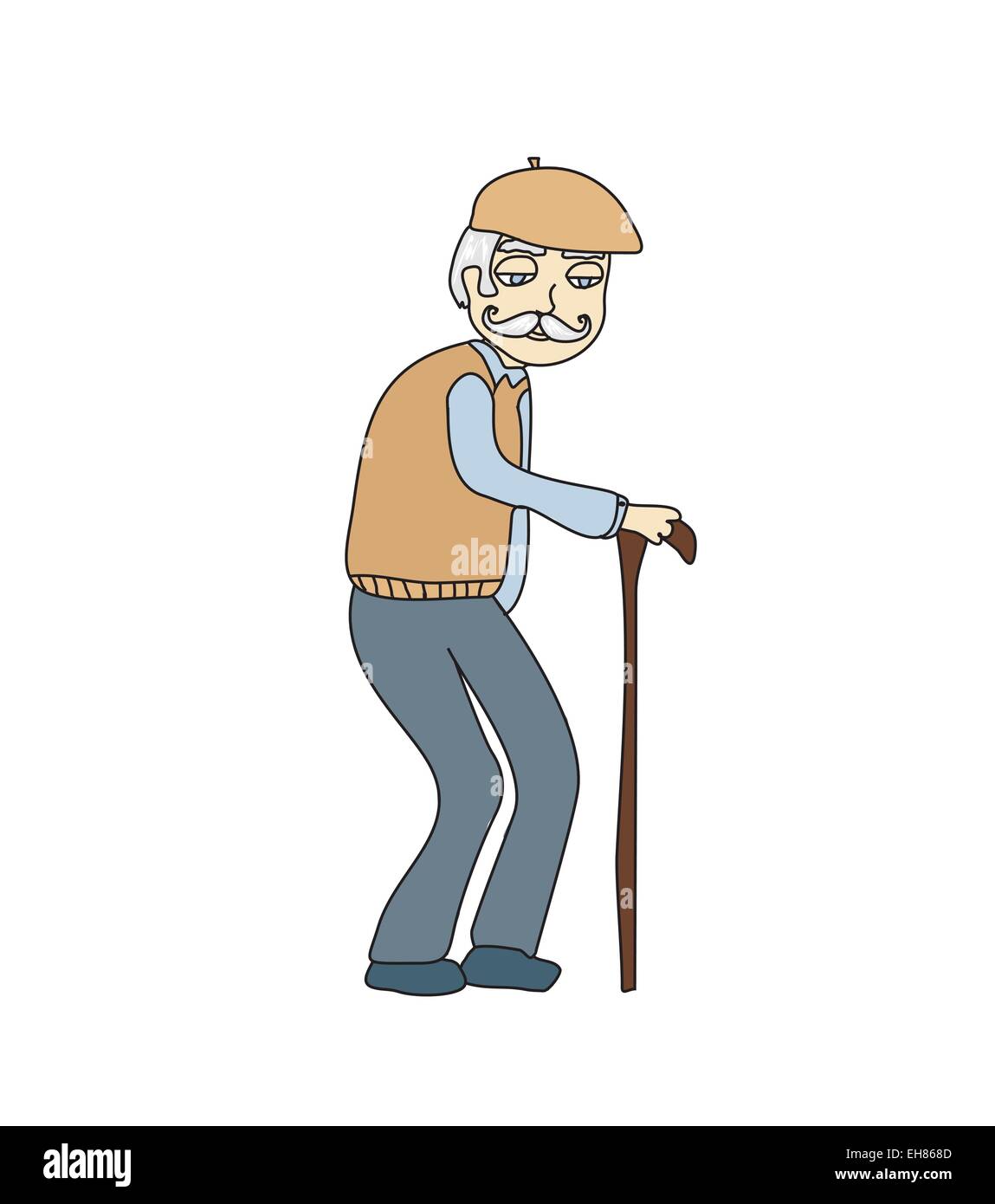 Il vecchio uomo su uno sfondo bianco, vettore Illustrazione Vettoriale