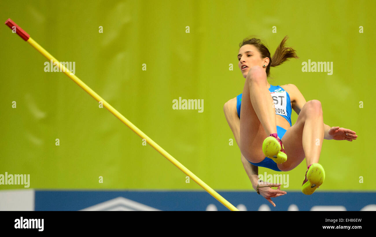 Praga, Repubblica Ceca. 7 Mar, 2015. L'Italia Alessia Trost fa un tentativo in donne salto in alto finale durante l'Europeo di Atletica Leggera Indoor Championships di Praga Repubblica Ceca, Marzo 7, 2015. © Michal Kamaryt/CTK foto/Alamy Live News Foto Stock