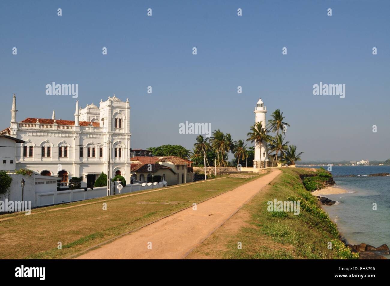 Faro e scuola islamica in Galle, Sri Lanka Foto Stock