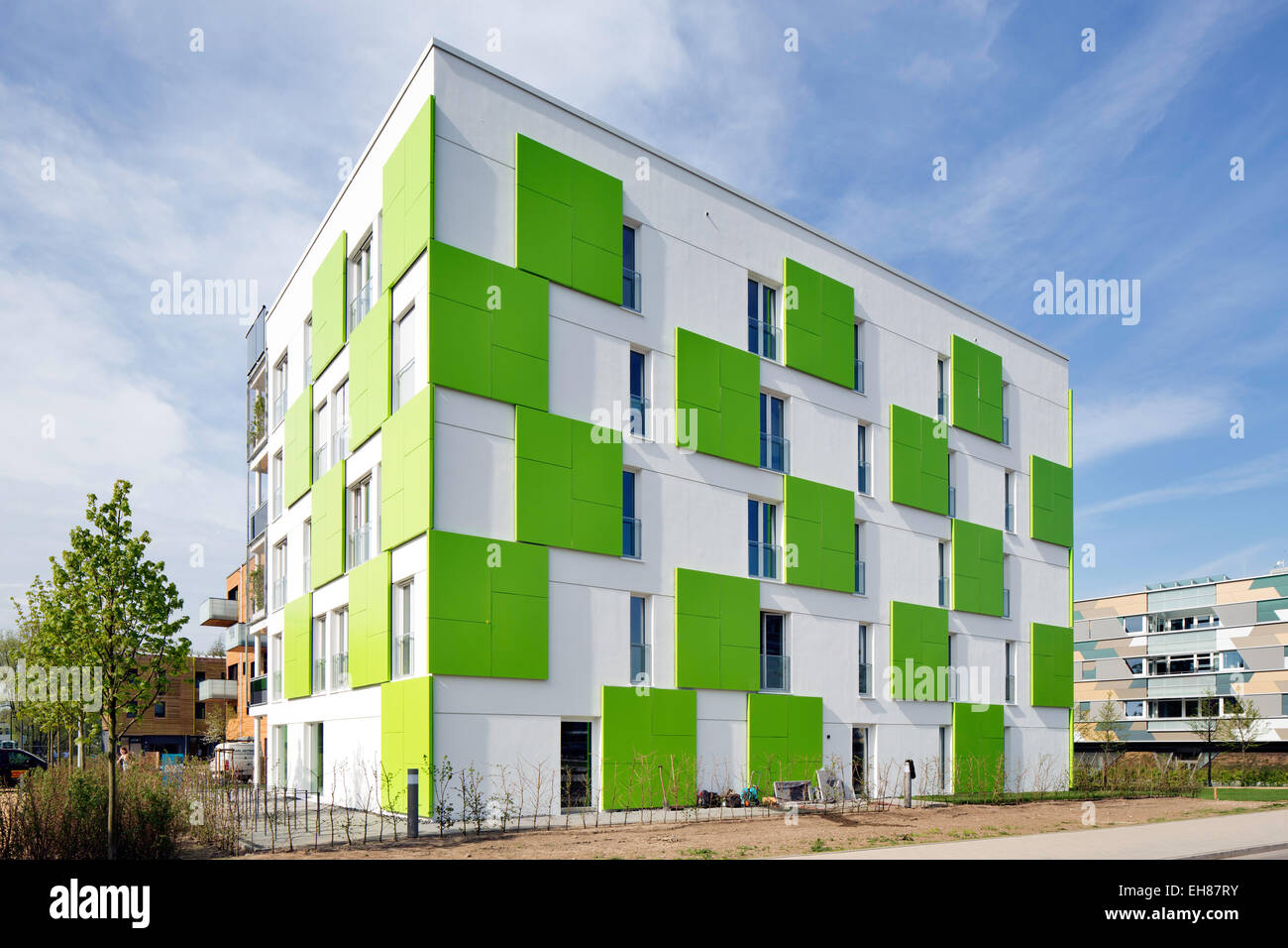 Edificio residenziale Smart è verde, International Building Exhibition Amburgo, Inselpark, Wilhelmsburg, Amburgo, Germania Foto Stock