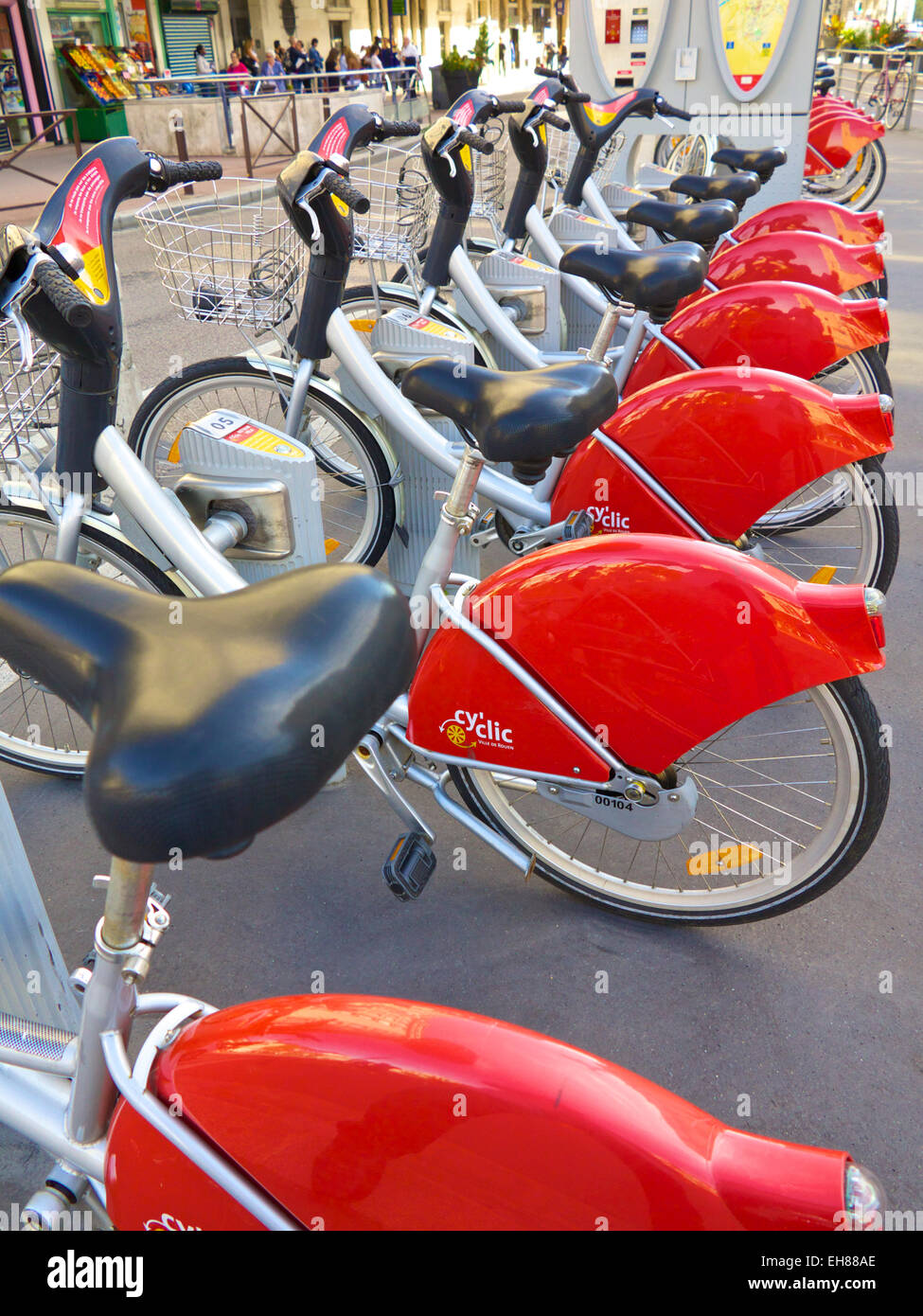 Ciclico, urban bike self service, Rouen, in Normandia, Francia, Europa Foto Stock