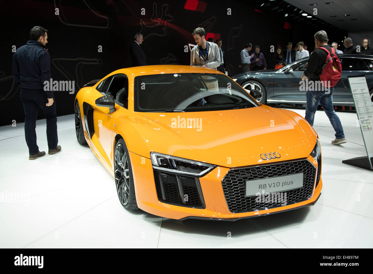 Audi R8 V10 plus al Motor Show di Ginevra 2015 Foto Stock