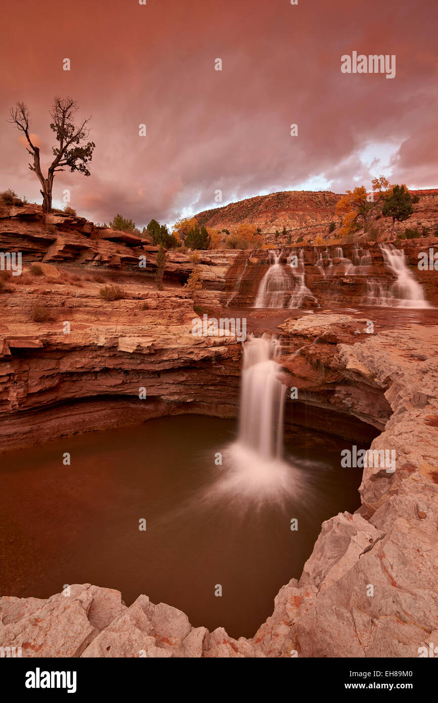 Segreto cade al tramonto, Washington County, Utah, Stati Uniti d'America, America del Nord Foto Stock
