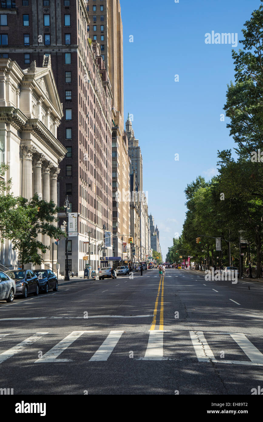 Central Park West, chiusa al traffico per un evento, Manhattan, New York, New York, Stati Uniti d'America, America del Nord Foto Stock