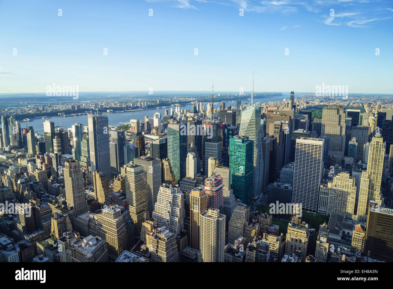 Skyline di Manhattan guardando a Nord, Manhattan, New York, New York, Stati Uniti d'America, America del Nord Foto Stock