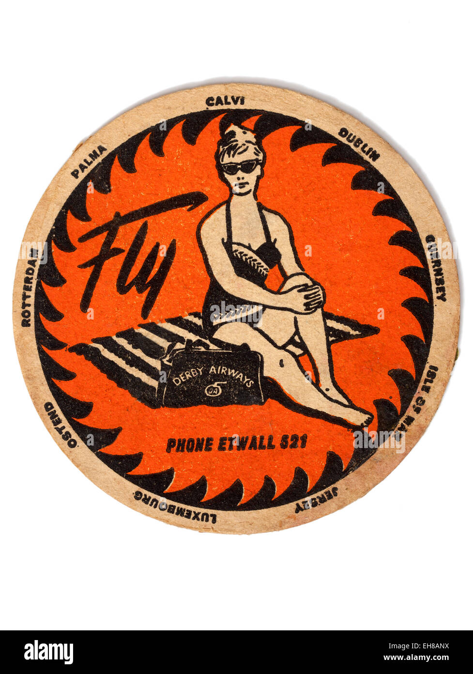 Usato Vintage Pubblicità Beermat Derby Airways Foto Stock