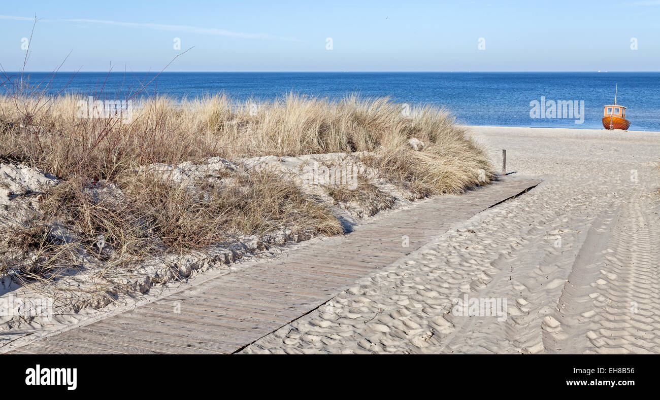 Immagine panoramica del percorso su una spiaggia. Foto Stock
