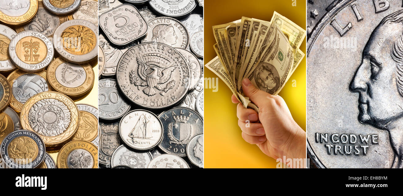 Monete e banconote Foto Stock
