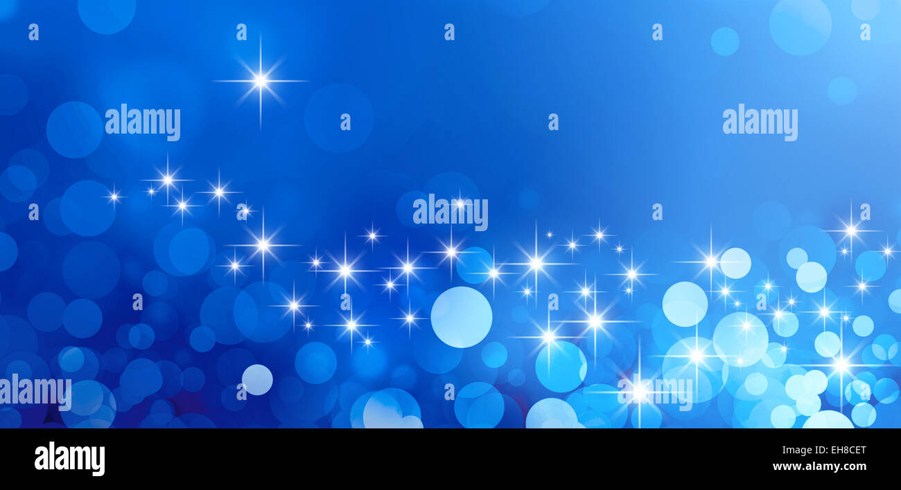 Festa delle luci scintillanti. Shiny sfondo blu in starlight e bagliori Foto Stock