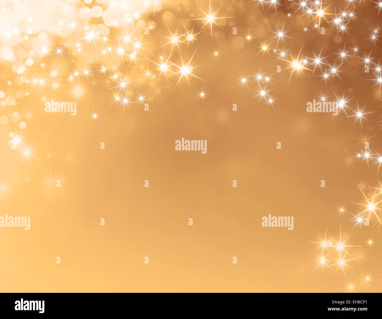 Festa delle luci scintillanti. Oro lucido con sfondo starlight piovono Foto Stock