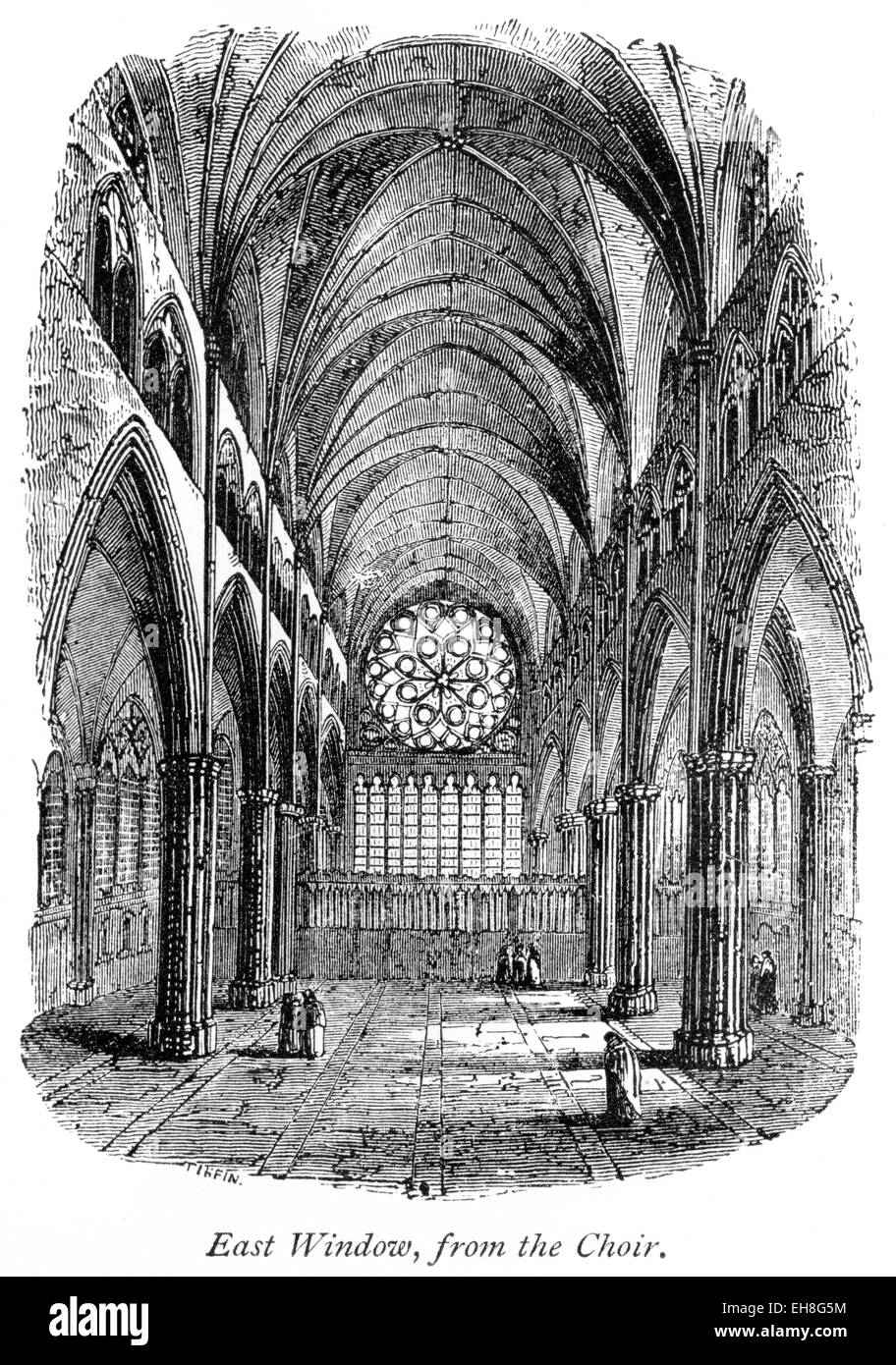 L'interno della vecchia cattedrale di San Paolo - finestra orientale dal coro scansionati ad alta risoluzione da un libro stampato nel 1867. Foto Stock