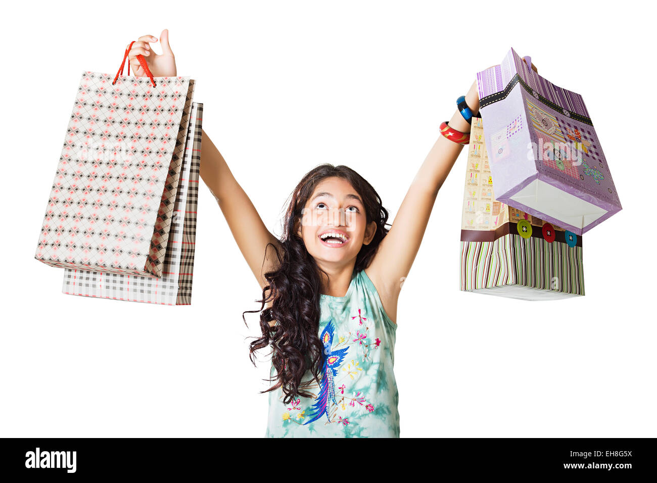 1 indian giovane ragazza adolescente borsa shopping Lo shopping Foto Stock