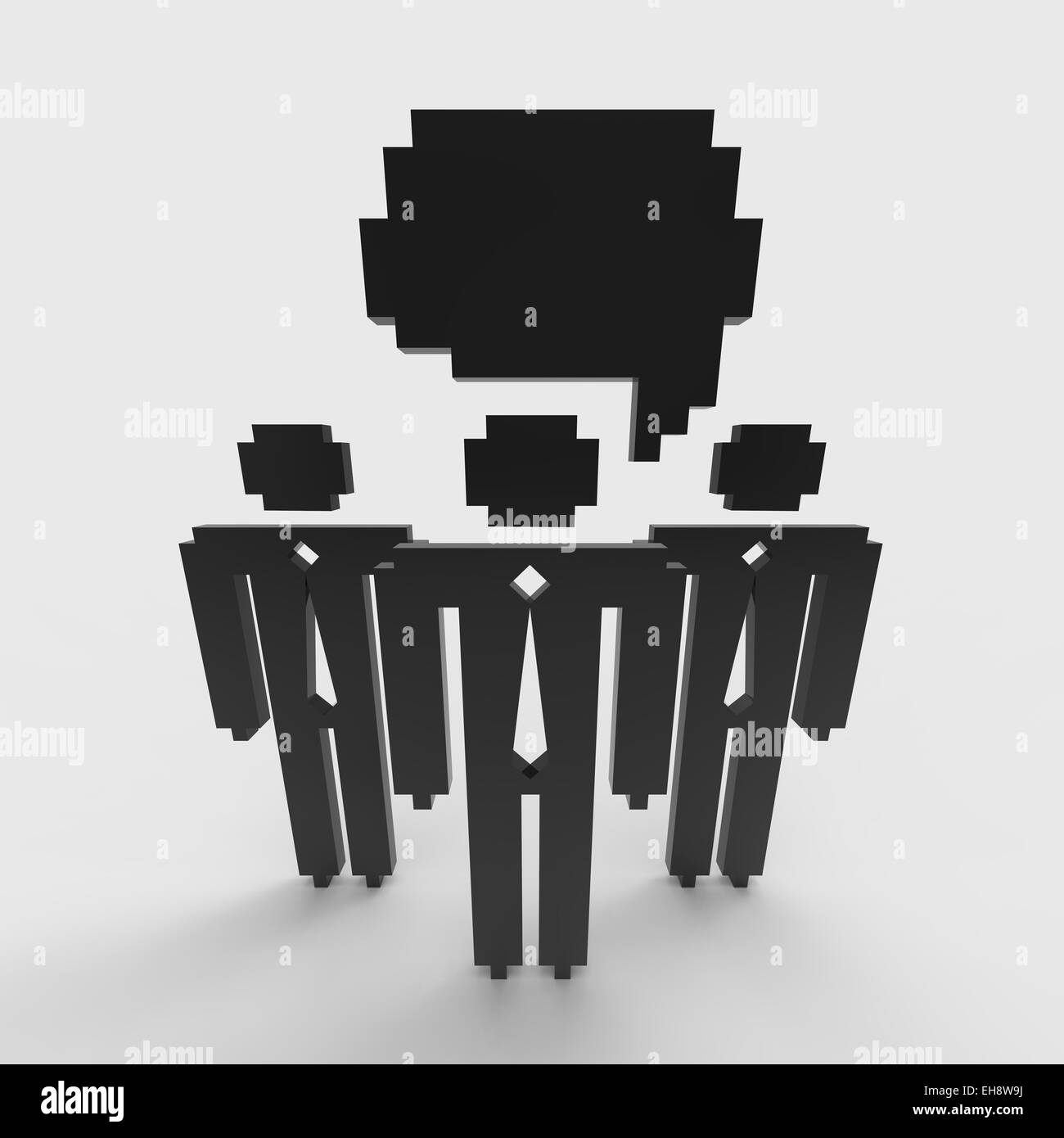 Piccolo gruppo di individui di business. Tridimensionale di illustrazione in pixel stile grafico. Concetto di parley tra Executive ha tratto nuove atmosfe Foto Stock