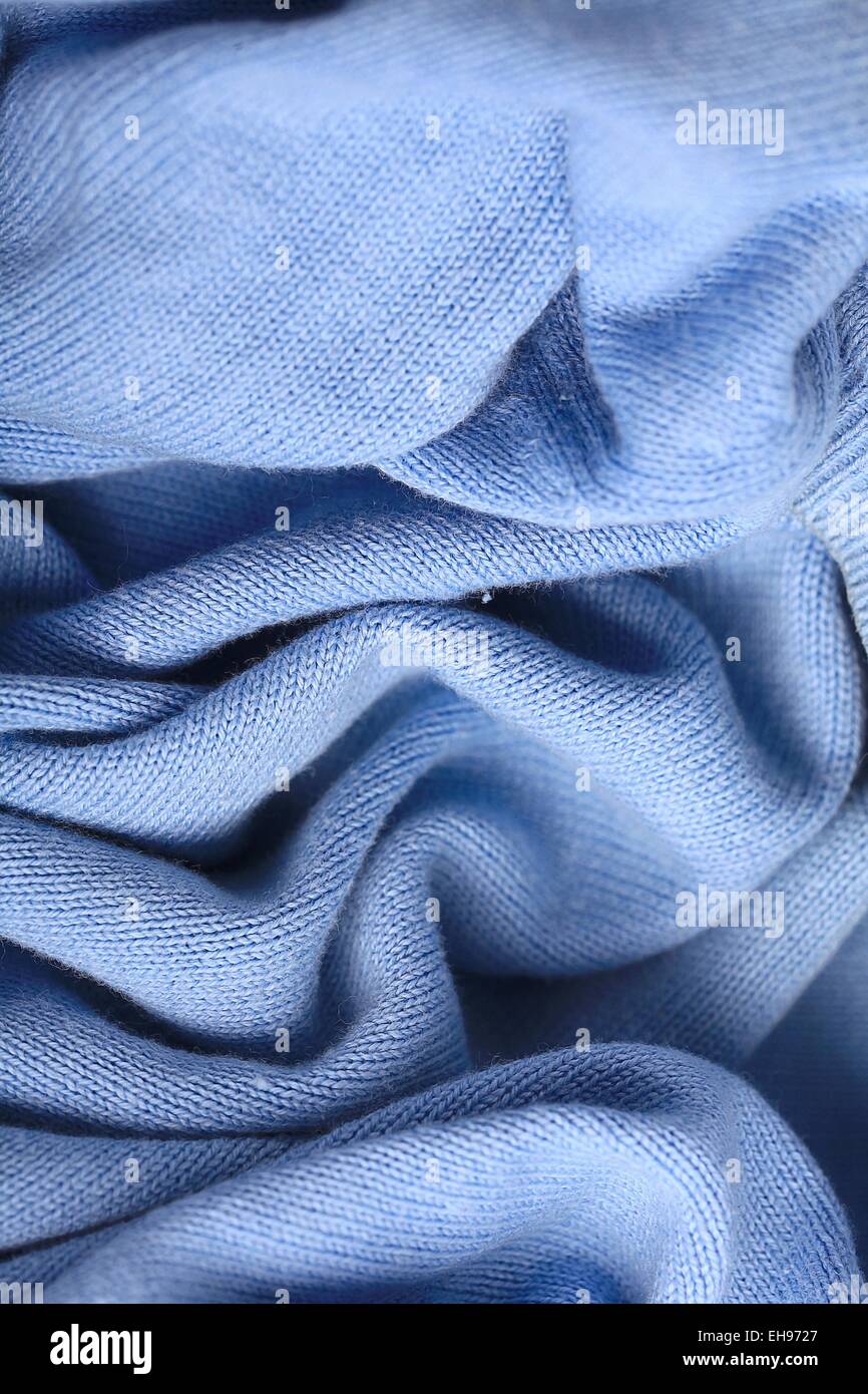 La texture morbida blu maglione di lana Foto Stock