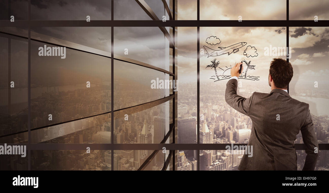 Imprenditore immagina holiday Foto Stock