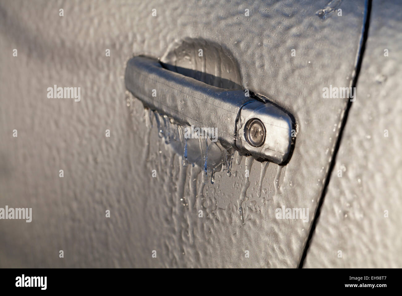 Pioggia gelata sulla vettura - Virginia STATI UNITI D'AMERICA Foto Stock