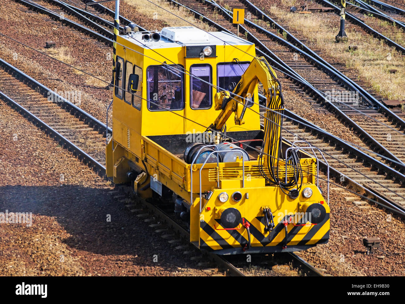 La manutenzione del carrello ferroviario Foto Stock