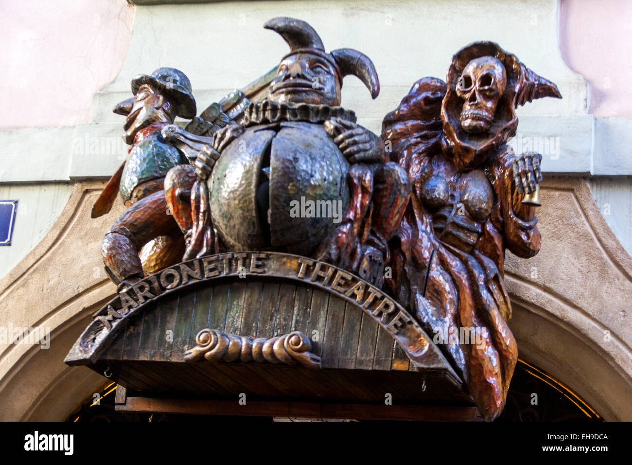 Teatro delle marionette, segno Praga Foto Stock