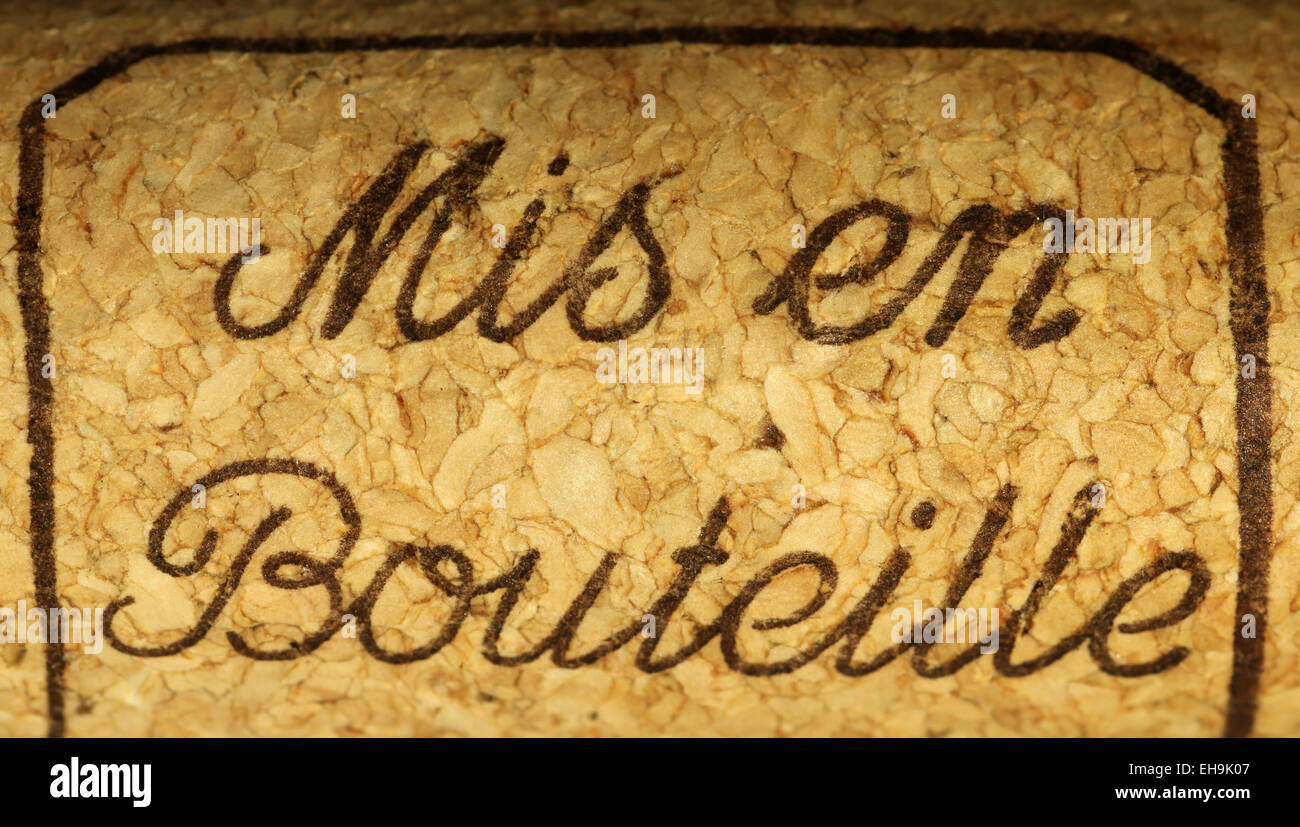 Macro tappo di sughero mis en bouteille Foto Stock