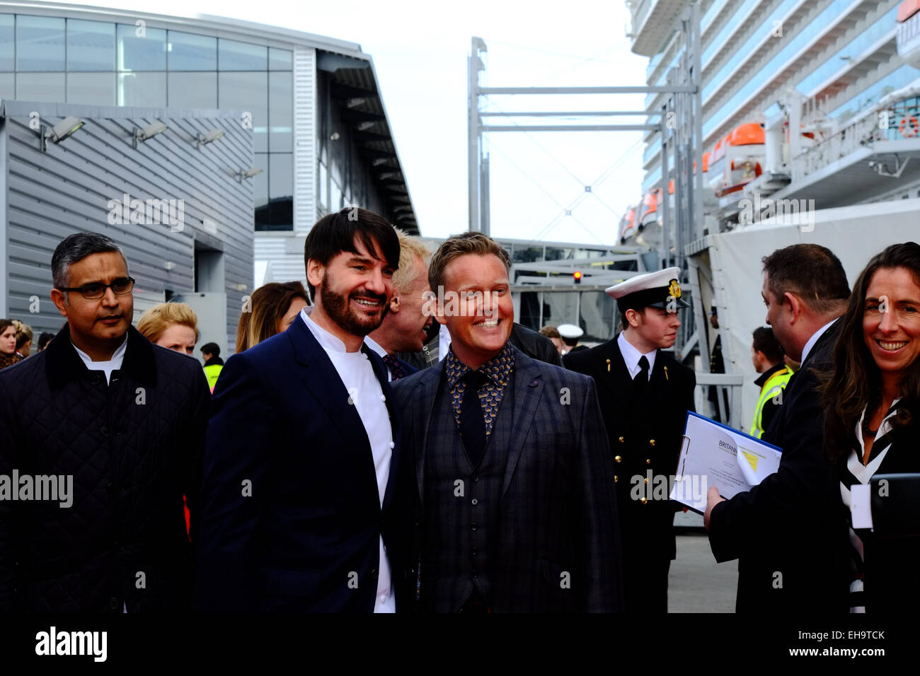 Southampton, Regno Unito. 10 marzo, 2015. James Martin, Marco Pierre White Olly Smith e altri celebrity chef presso la denominazione di P & O Cruises nuova ammiraglia BR Foto Stock