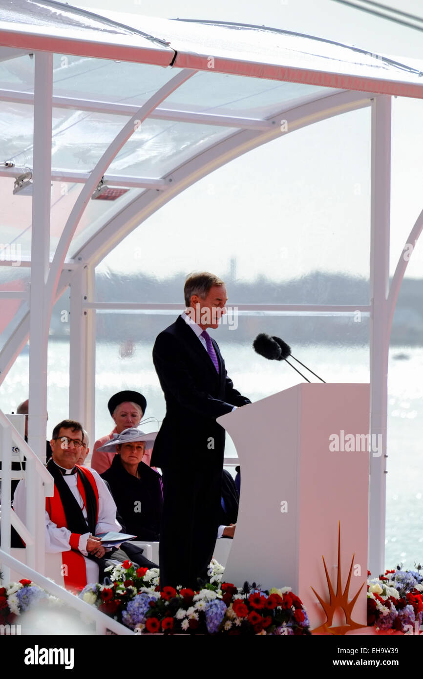 Southampton, Regno Unito. 10 marzo, 2015. Signor David Noyes CEO di P & O Cruises presso la denominazione di P & O Cruises nuova ammiraglia BRITANNIA Credito: Paul Chambers/Alamy Live News Foto Stock