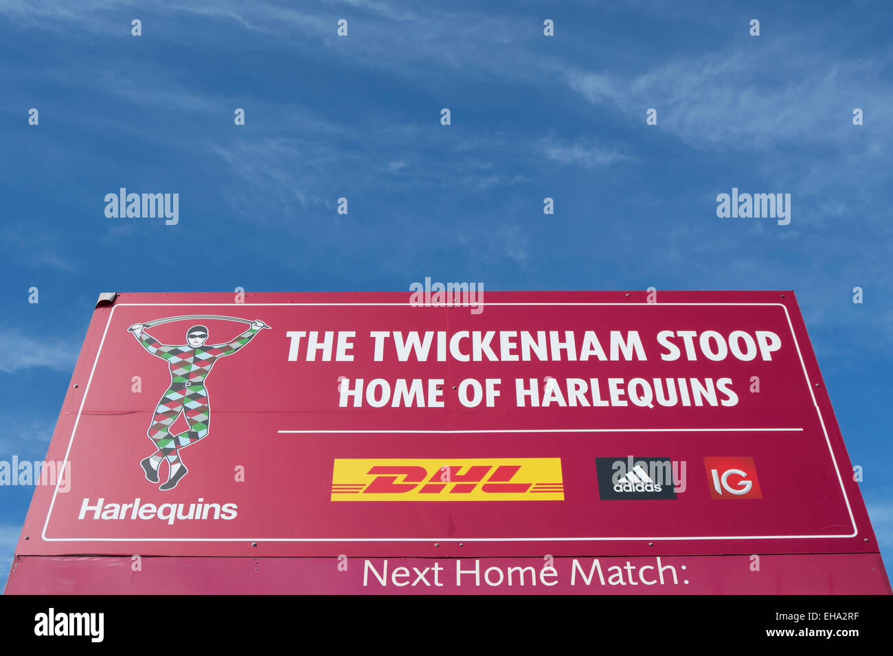Segno di ingresso alla Stadio di Twickenham Stoop e Stadio di Twickenham, middlesex, Inghilterra Foto Stock