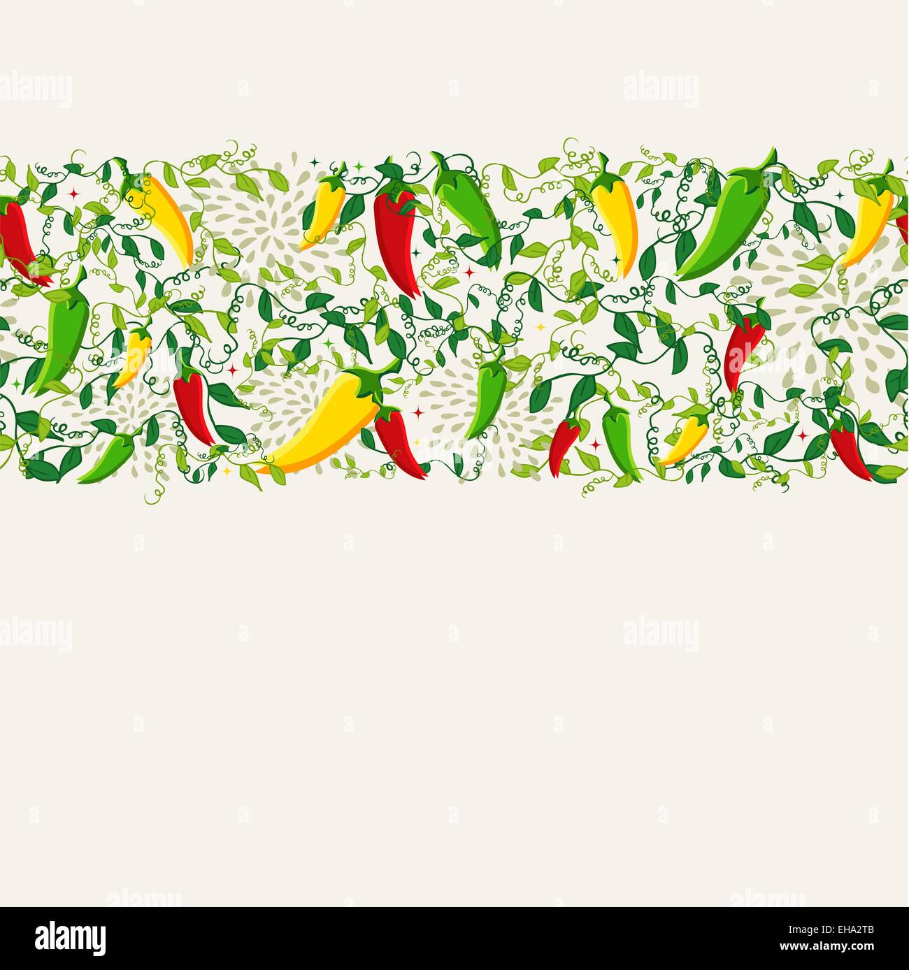 Cibo messicano seamless pattern illustrazione dello sfondo colorato con peperoncino. Idee per menu, scheda, poster e flyer design. Illustrazione Vettoriale