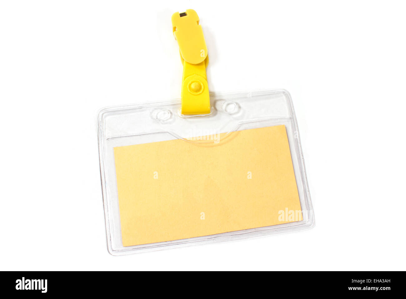 Blank scheda ID tag isolato su bianco Foto Stock