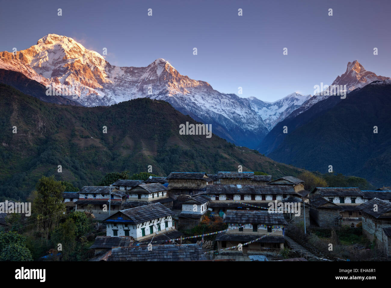 Ghandruk villaggio nella regione di Annapurna del Nepal Foto Stock