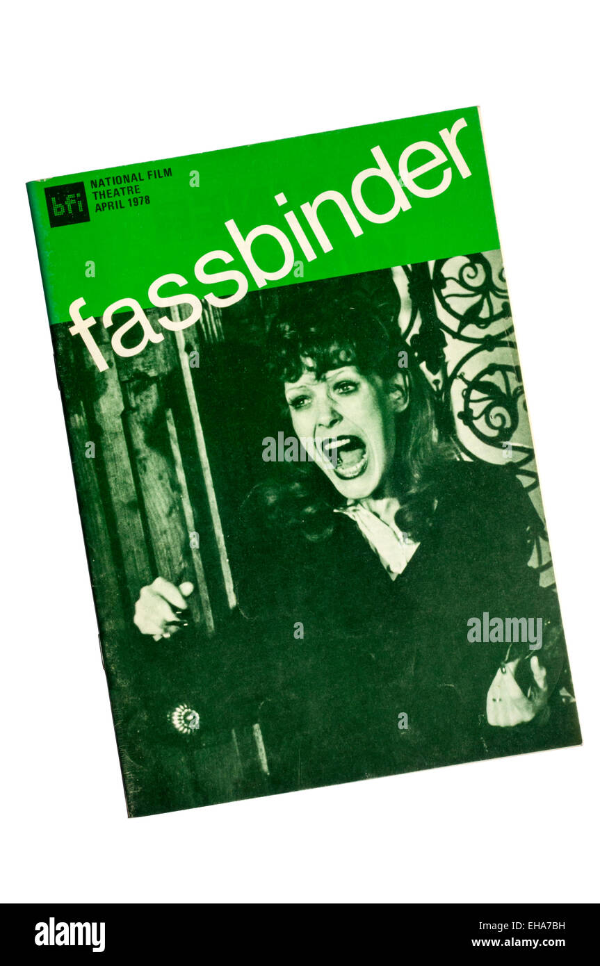 Brochure per agosto 1979 National Film stagione teatrale di pellicole per celebrare il lavoro di Rainer Werner Fassbinder. Foto Stock