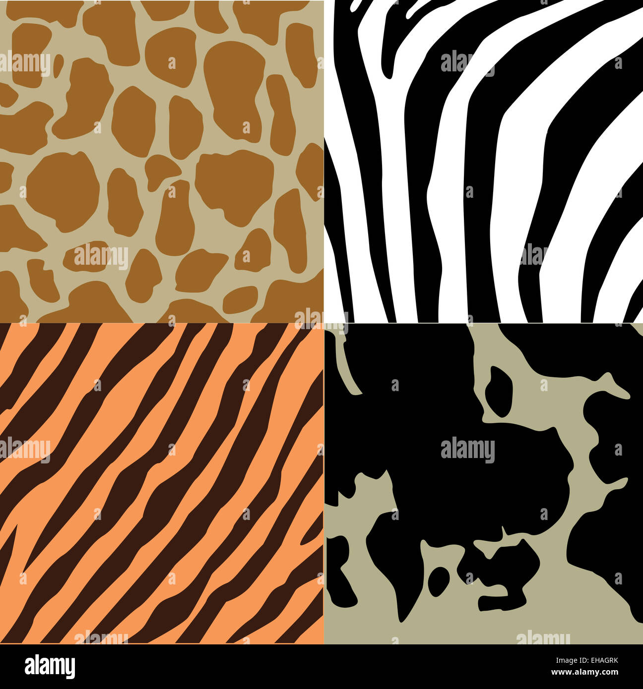 Pelle di animale texture giraffa zebra tiger mucca Foto Stock