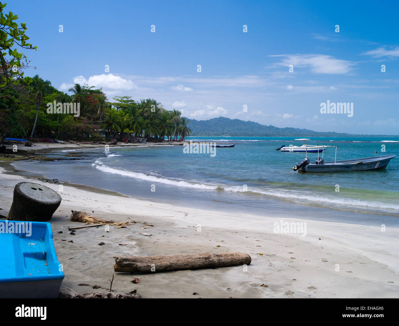 La spiaggia vicino al centro di Puerto Viejo, Limon Costa Rica. Foto Stock